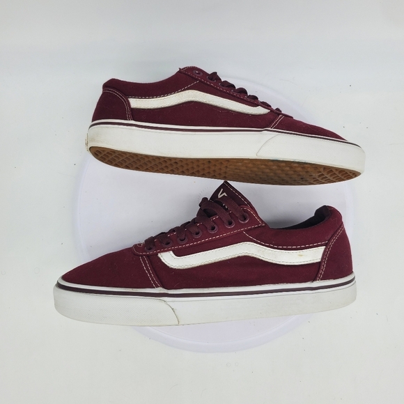 Vans Shoe Men’s 7 Ward Port Royale Canvas Skateboard Burgundy White - Picture 5 of 8